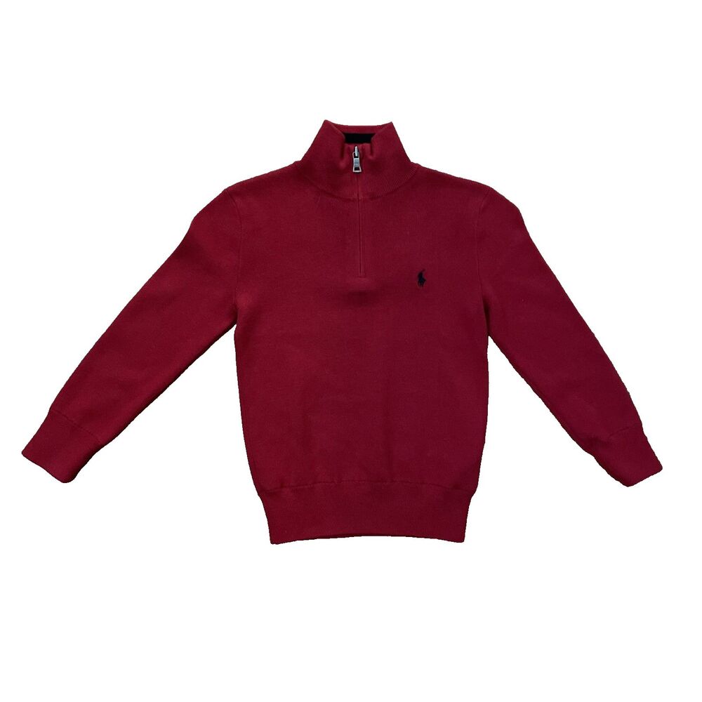 Polo Ralph Lauren Little Boys Size 6 Quarter Zip Pullover Sweater Martin Red
